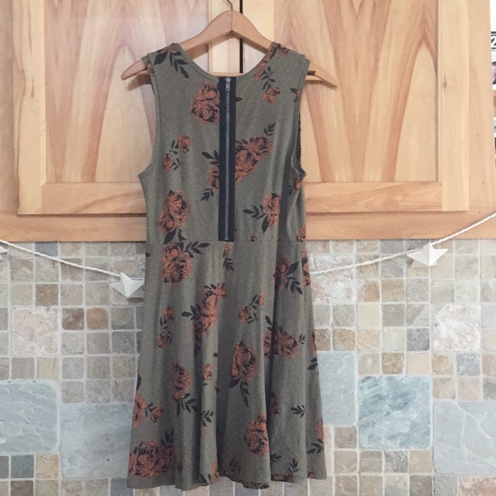 Vans Green Rose Print Skater Dress